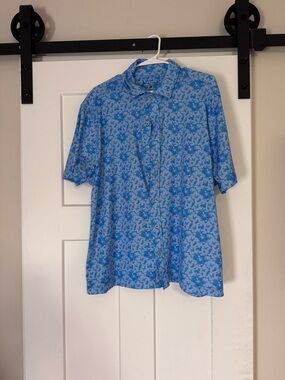 Bermuda Sands Men's Blue Floral Short-Sleeve Button-Up Shirt